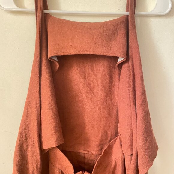 Rust Linen Axis Dress - Picture 4 of 9